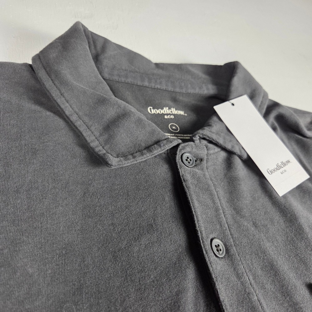 Goodfellow & Co Minimalist Long Sleeve Jersey Polo Shirt Gray XL NWT